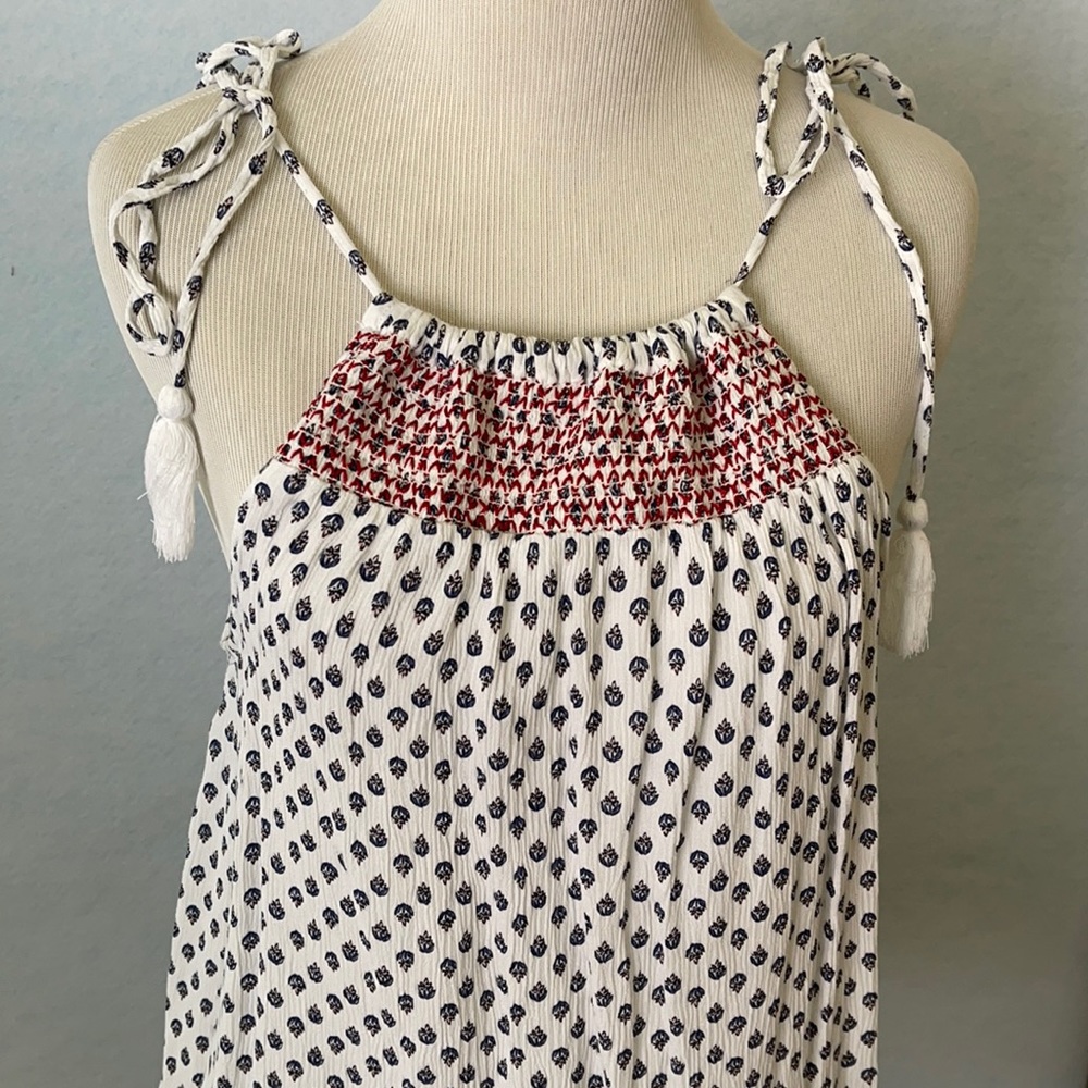 Old Navy Floral Tie Shoulder Strap Ruched TankTop - Picture 2 of 11